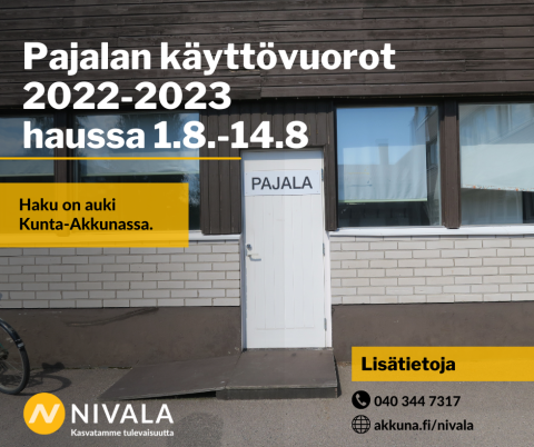 Pajalan käyttövuorot 2022-2023 haussa 1.8.-14.8.