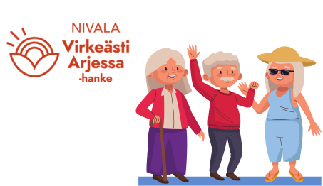 Piirroskuva iloisista ikäihmisistä